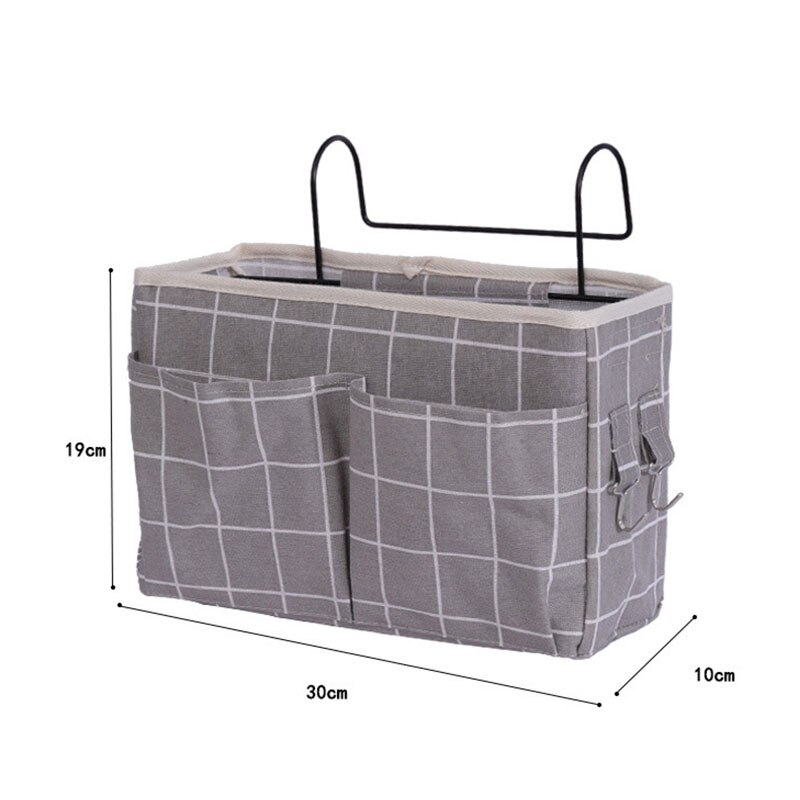 Canvas Nachtkastje Organizer Opknoping Boek Tas Met Haak Organisator Diversen Voor Thuis Keuken Slaapkamer Thuis Organisator: 9