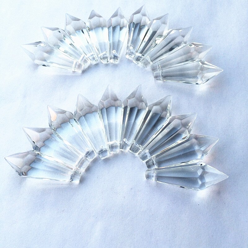 10 stk/parti 37mm klare lysekrone tilbehør glass krystaller glass lampe prismer deler u-istapel dråper hengende anheng+frie ringer