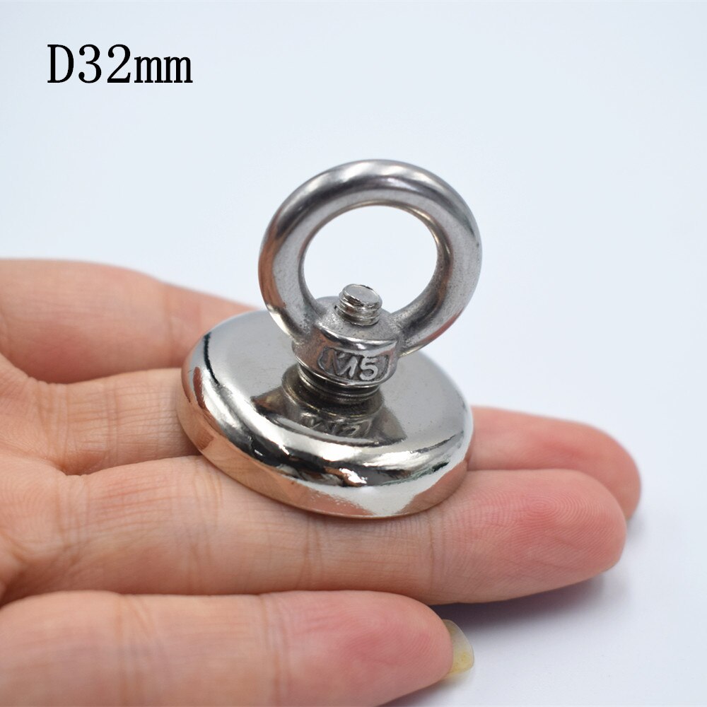 Super Strong Magnet Pot Fishing Magnet Salvage Fishing Hook Magnet Imanes Strongest Permanent Powerful Magnetic round: D32mm