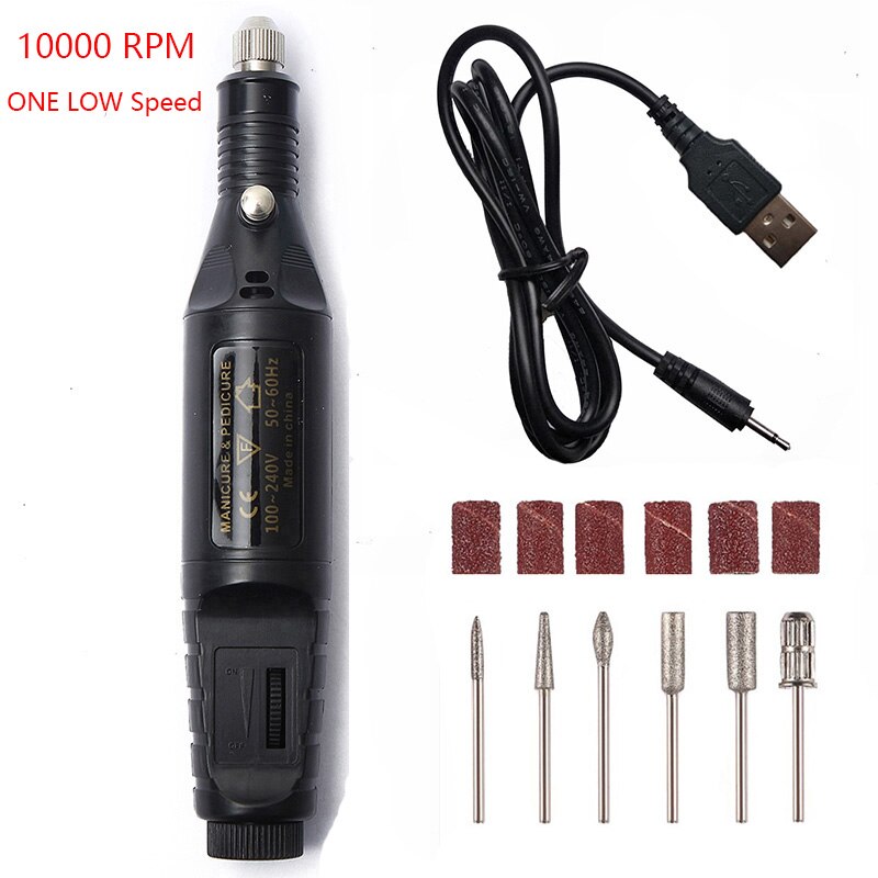 Electric Nail Drill Machine 20000RPM Salon Nail Drill Machine Manicure Drill Pedicure Portable Nail Drill Machine: 10000 set black