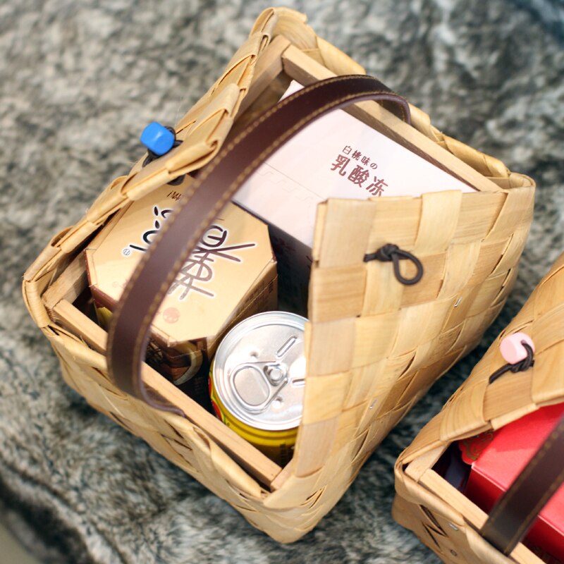 Handmade Woven Storage Boxes bamboo basket Storage bridal flower basket Gadgets shopping basket Container Home Organization