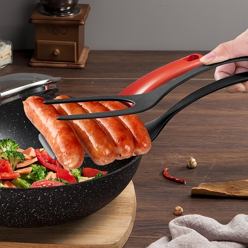 Egg Flipper-spatel, 2-in-1 grip- en flip-spateltang, gebakken eierspatel, spateltang, eierflipper