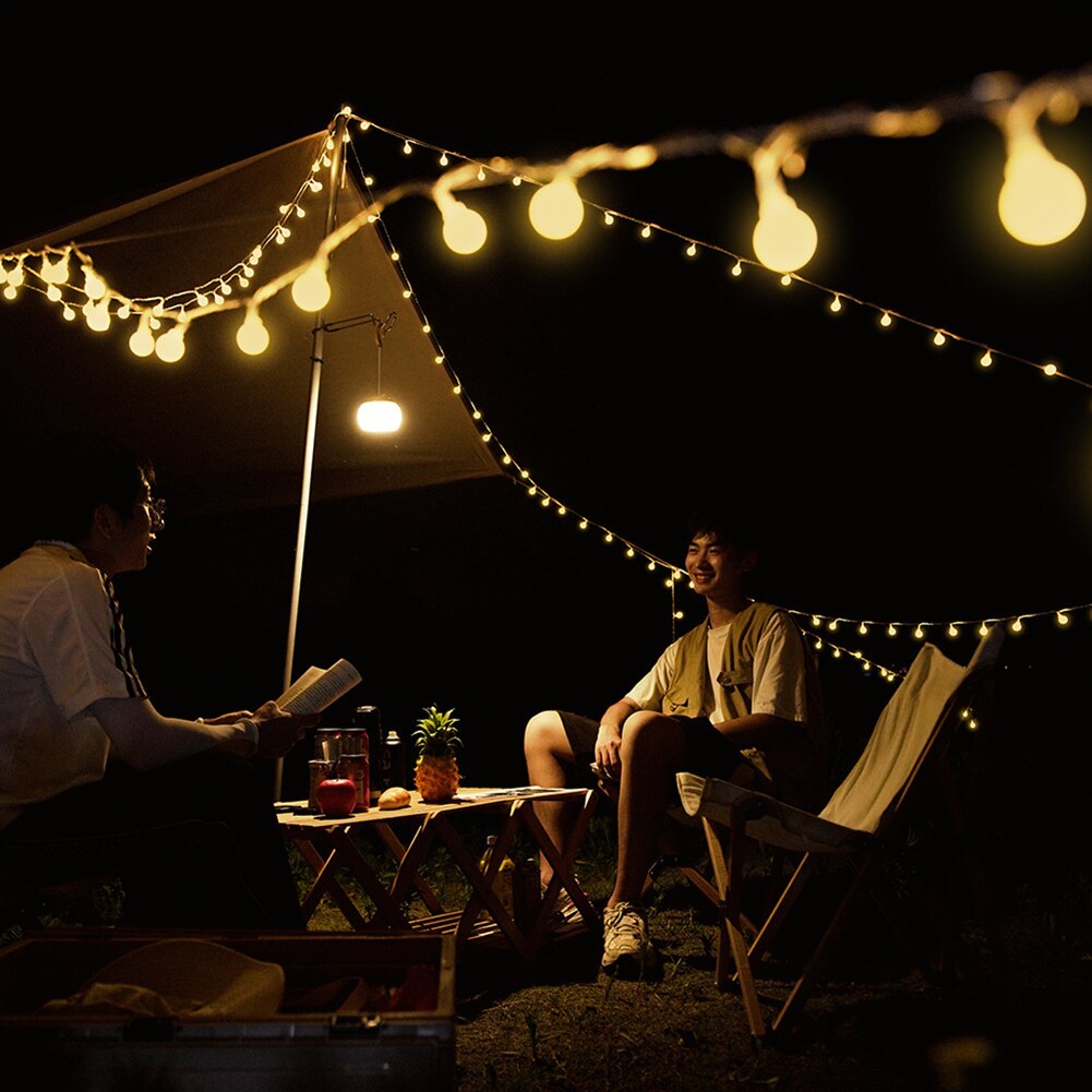 Tiras de luz LED redondas con cielo estrellado, bombillas redondas románticas para acampar, tienda de campaña, atmósfera, cadena de luz colgante para vacaciones, hogar y jardín al aire libre