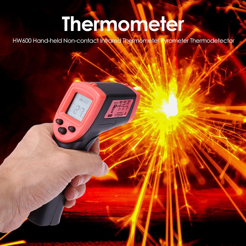 HW600 Handheld Non-contact Infrarood Thermometer Lcd Display Temperatuur Meter, Digitale Ir Industriële Thermometer