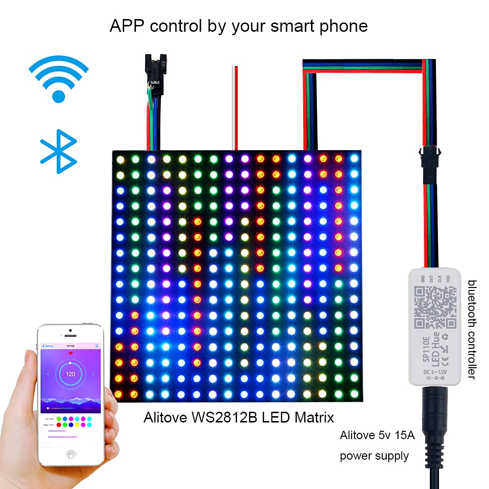 Sp110e bluetooth controller til  ws2801 ws2812b sk6812 rgb rgbw magiske lys led pixel strip ios android smartphone app kontrol