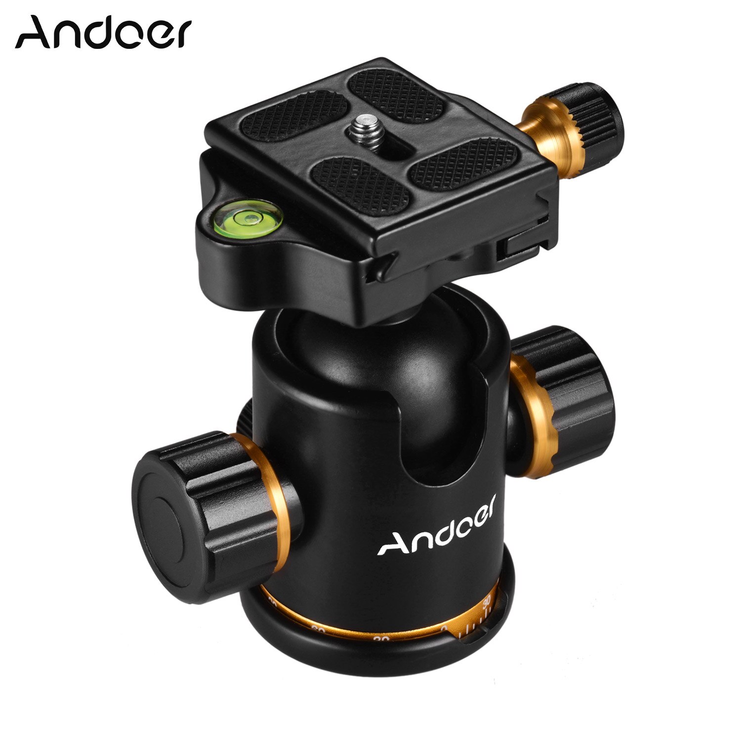 Andoer Aluminium Alloy Panoramic Tripod Ball Head Ballhead Mount Adapter 360° Rotating with Quick Release Plate