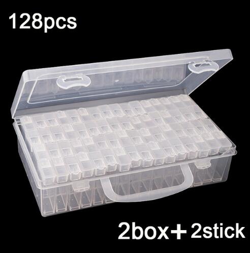 28 64 128 stuks plastic diamant schilderij accessoires met fles container opbergdoos diamant schilderij houder diamant schilderij doos: 128 stuks doos