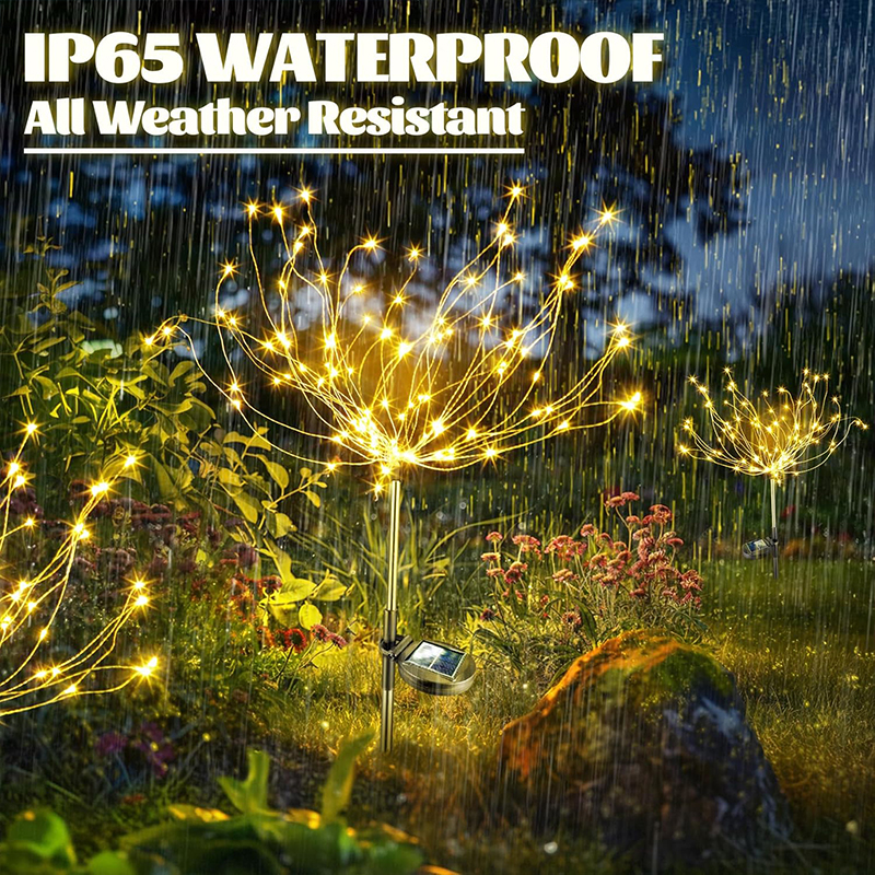 Luces solares impermeables para exteriores, decoraciones exteriores para jardín, lámpara LED de fuegos artificiales para Patio, camino, césped y balcón