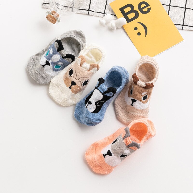 10 Pcs=5 Pairs/set Women Funny Lovely Animal Cute Rabbit Comfortable Boat Short Socks Cotton Spring Sox for Girls