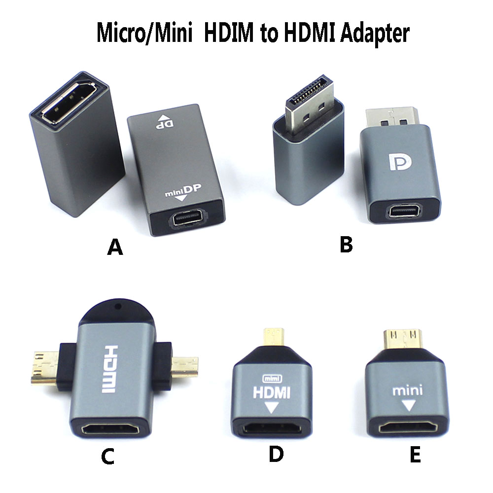 Aluminum Displayport Micro/Mini DP to HDMI-compatible Adapter 4K@60Hz HDMI male to HDMI female For PC Laptop Projector Converter