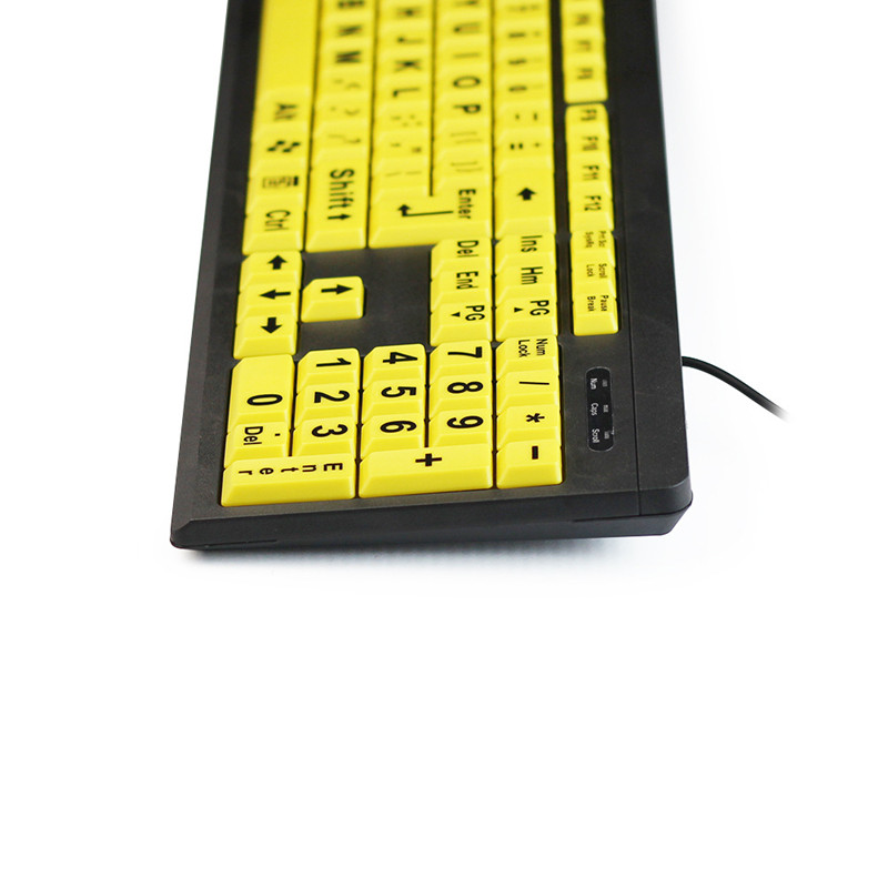 For Students Learn Old Man Style Usb Wired Keyboard With Large Yellow Letters 104 Keys Full Size Keyboard English German Version