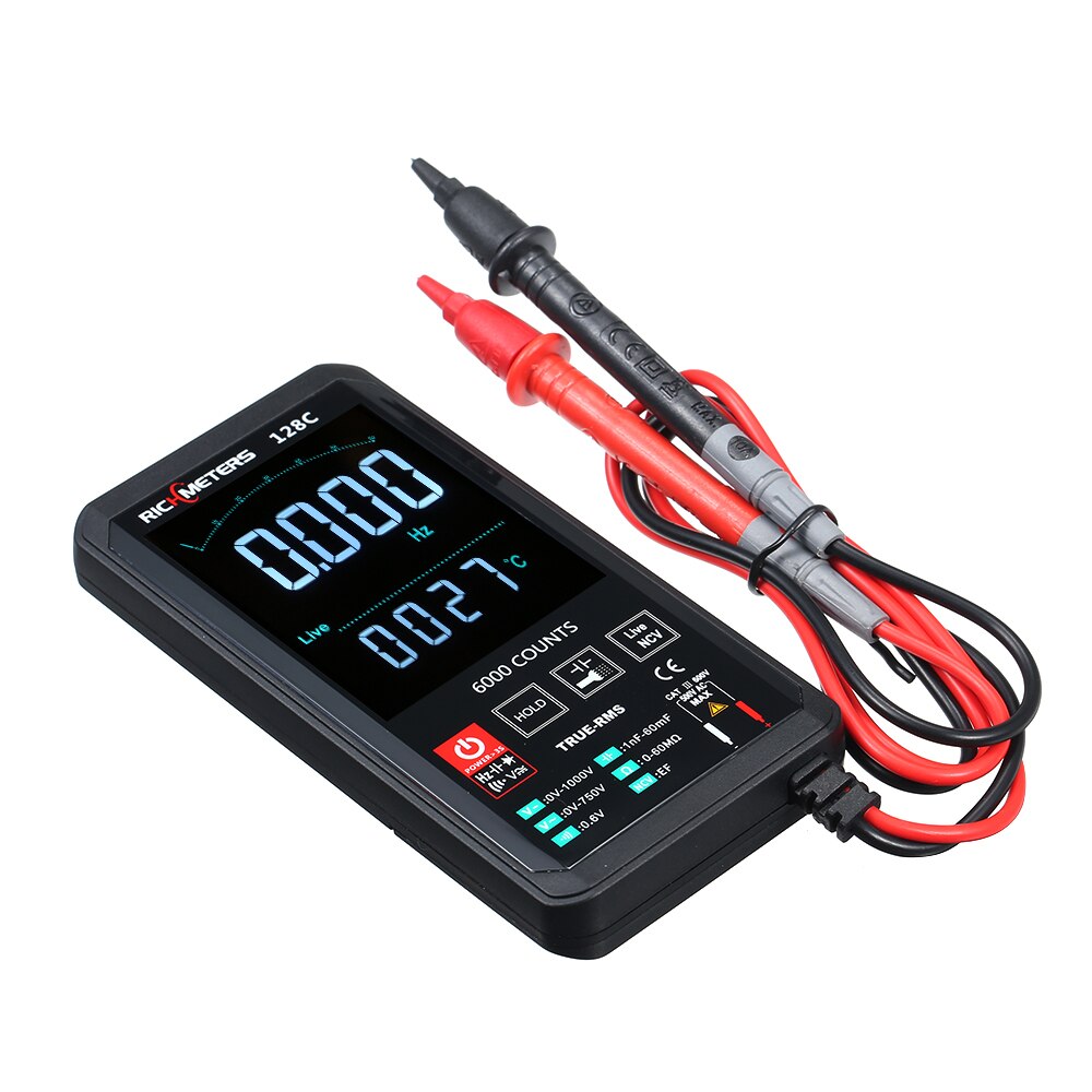 Digital Multimeter 6000 Counts True-RMS Auto Ranging AC/DC Voltage Temperature Measuring Flash Light Backlight Large Screen