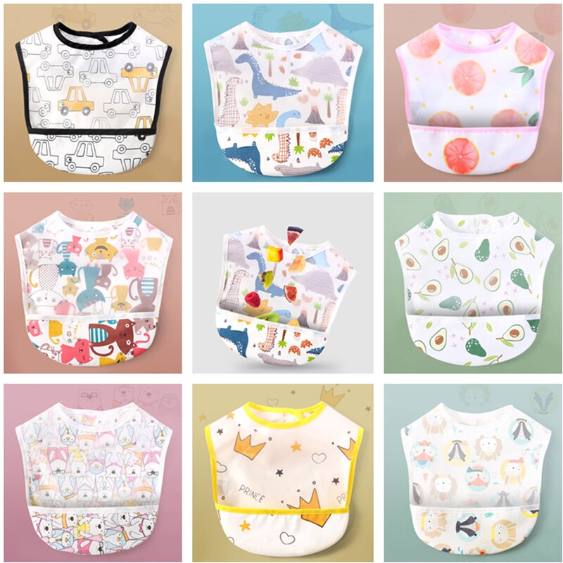 Cotton Baby Bibs EVA Waterproof Lunch Feeding Bibs Baby Cartoon Feeding Cloth Children Baby Apron Babador Bandana