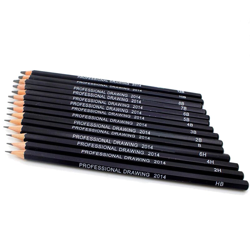 14Pcs/lot Sketch and Drawing Pencil Set HB 2B 6H 4H 2H 3B 4B 5B 6B 10B 12B 1B School Art Writing Supply