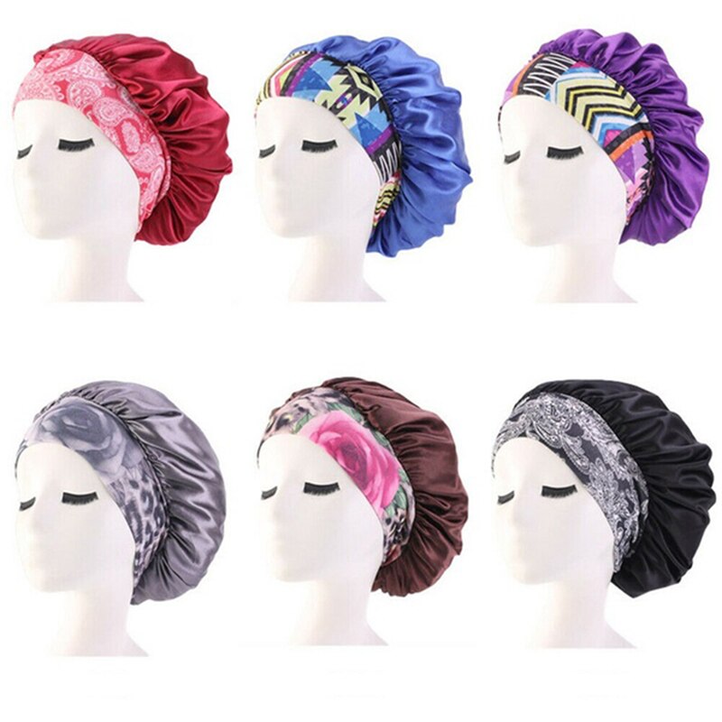 Pañuelo para la cabeza de satén para mujer, gorro para dormir, gorro envolvente para el pelo, diadema, banda ancha, gorros casuales elásticos, sombrero de Color sólido