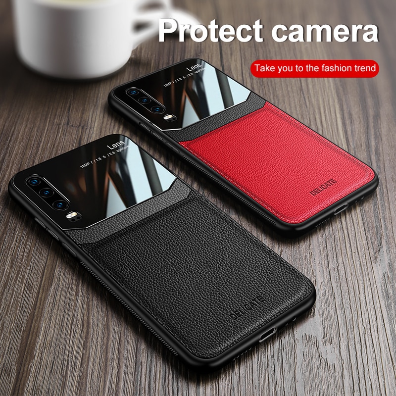 Coque, cover, case, voor Samsung Galaxy Note 9 8 Note9 Note8 Op lederen Spiegel glas Siliconen Shockproof telefoon Luxe leuke cases