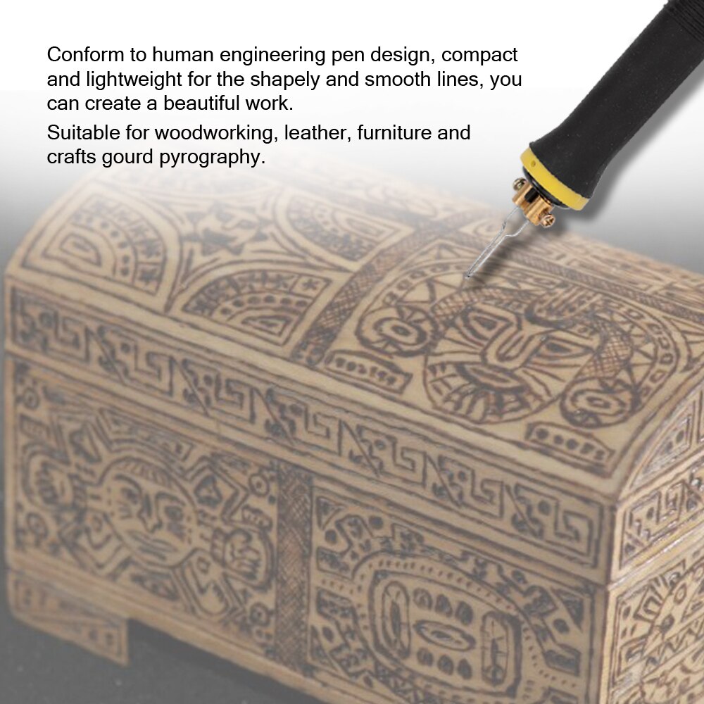 Multifunctionele Digitale Elektrische Kalebas Houten Pyrography Machine Instrument met 2 stuks Pennen 23pcs Verwarming Pen Hoofden