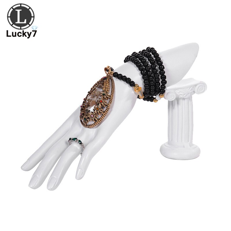 , modelo de retrato de resina OK Hand, soporte de joyería, brazalete colgante de almacenamiento, anillo, accesorios de presentación de joyería, Mostrador de joyería: White Column Hand