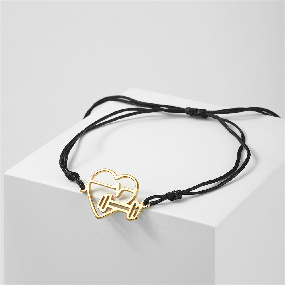 Cazador Esercizio sport battito cardiaco Bracciale con ciondolo con manubri per donna Gioielli in acciaio inossidabile 2025 Bracciale a catena con scatola a portata di mano