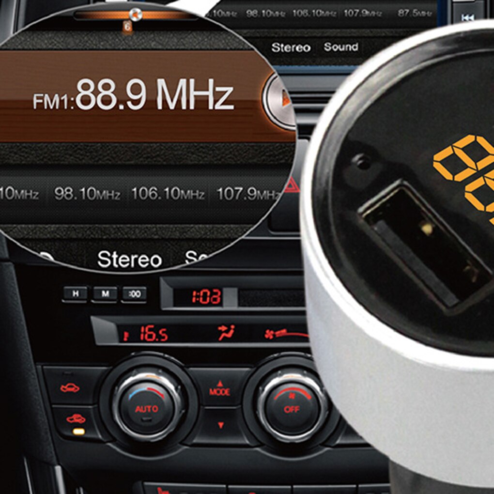 Allume-cigare sans fil Bluetooth FM, lecteur MP3 de voiture, mains libres, Port de chargeur double USB, détection de tension