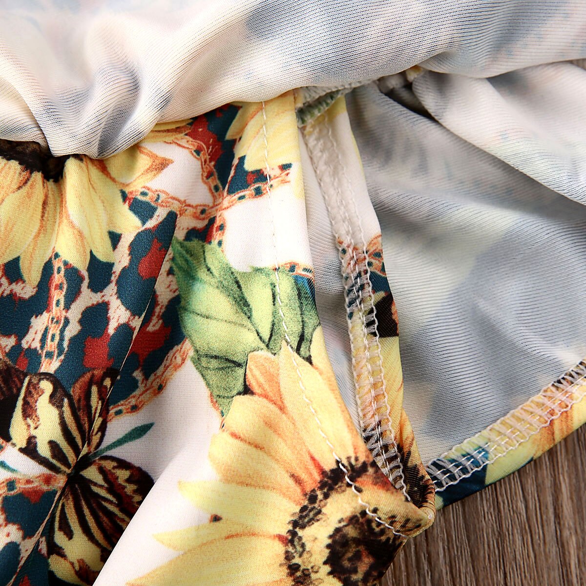 Børn baby pige blomsterprint i ét stykke badedragt børn flæser off shoulder bikini badetøj badestrandtøj 1-5y