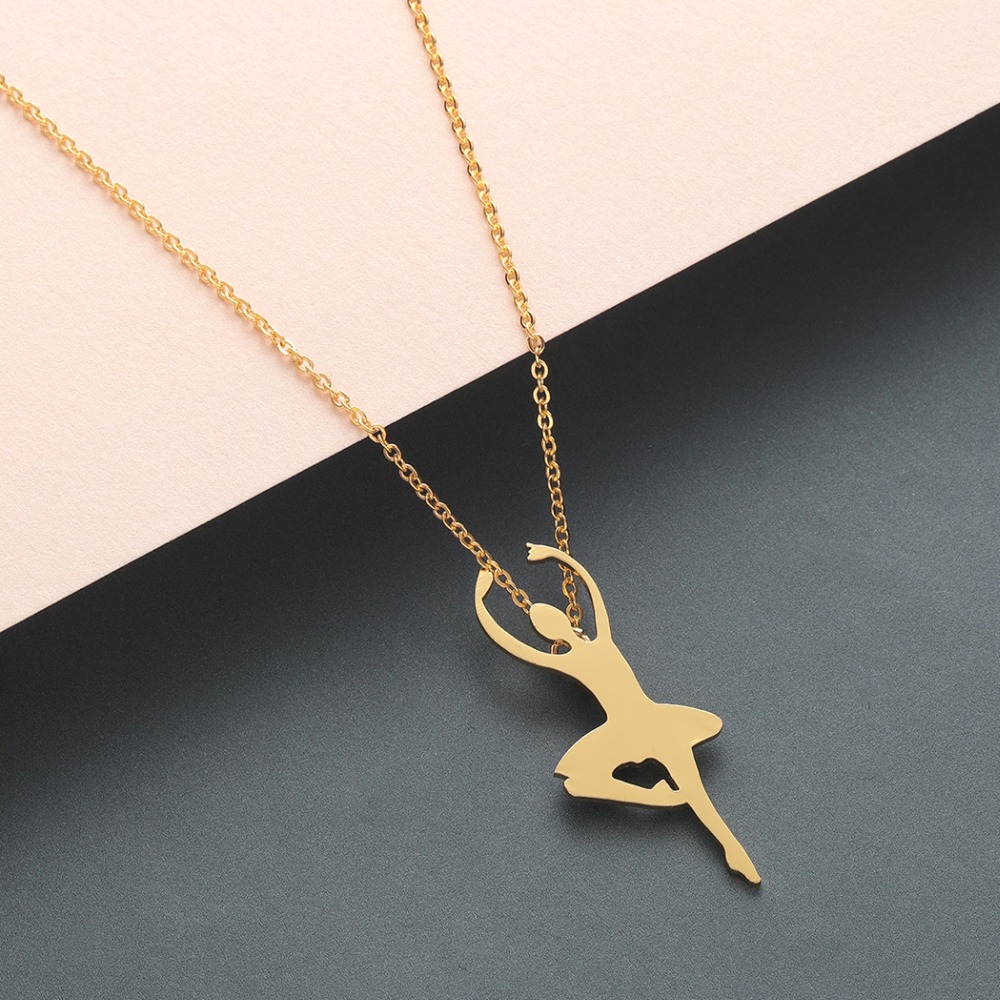 Chandler Ballerina Kette - Edelstahl Anhänger - Schlanke Kette - Ballettänzer Figur