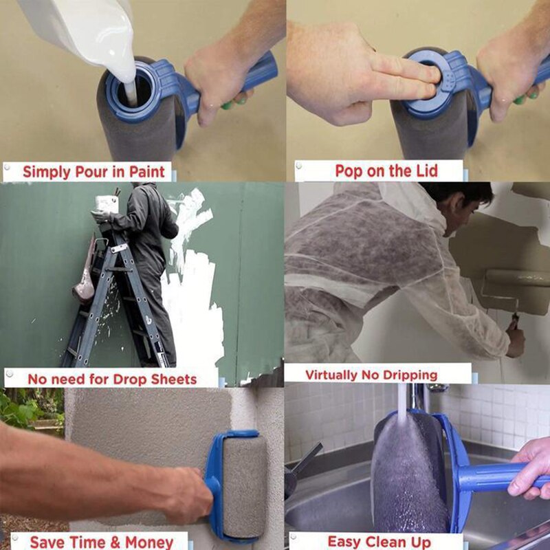 Multifunctionele Diy Verf Runner Roller Borstel Handvat Kit Tool Huishoudelijke Pro Corner Set Versieren Thuis Kantoor Kamer Muur
