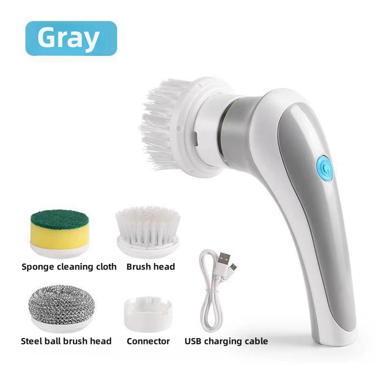 XIMEIJIE elektrische reinigingsborstel keukenreiniger huishoudelijke afwasborstel multifunctionele draadloze reinigingsborstel binnengereedschap: Zilver