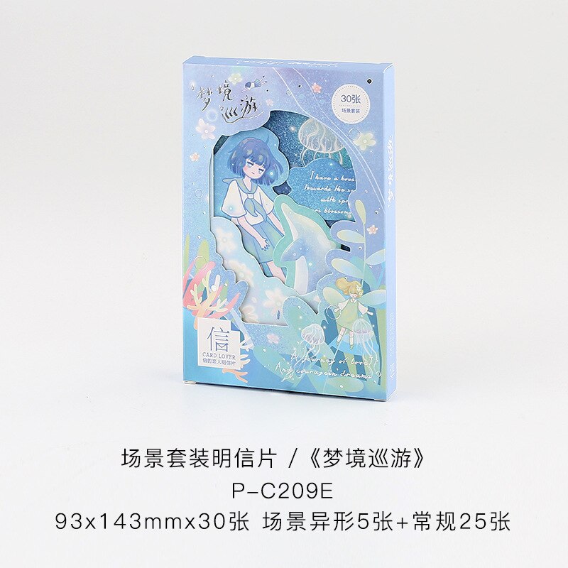 30-Piece Greeting Card Set - Dreamland Travel & Animo Gard Cartoon Postcards - Birthday Message Cards: F