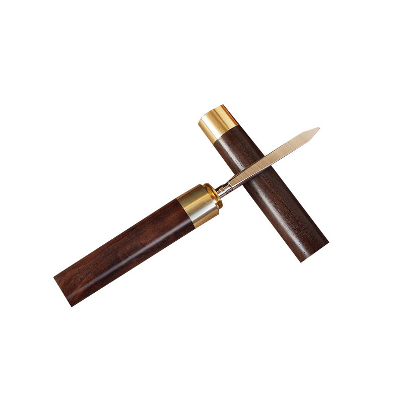 Cuchillo de madera maciza con aguja para té, ébano y herramienta especial de palisandro, utensilios de ceremonia: 01