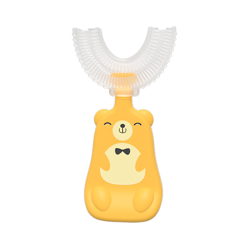 Leuke Cartoon Kids U-Vormige Tandenborstel Kind Siliconen Borstel Veiligheid Materiaal 360 Tandenborstel Floss Kinderen Tandenborstel U