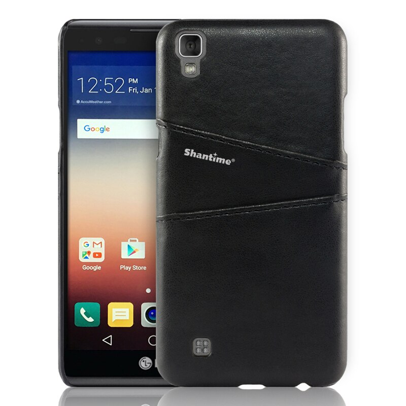 Pu Leather Back Cover For LG X Power Wallet Case For LG X Style K200DS Business Card Slots Phone Bag Case: For LG X Power / BLACK