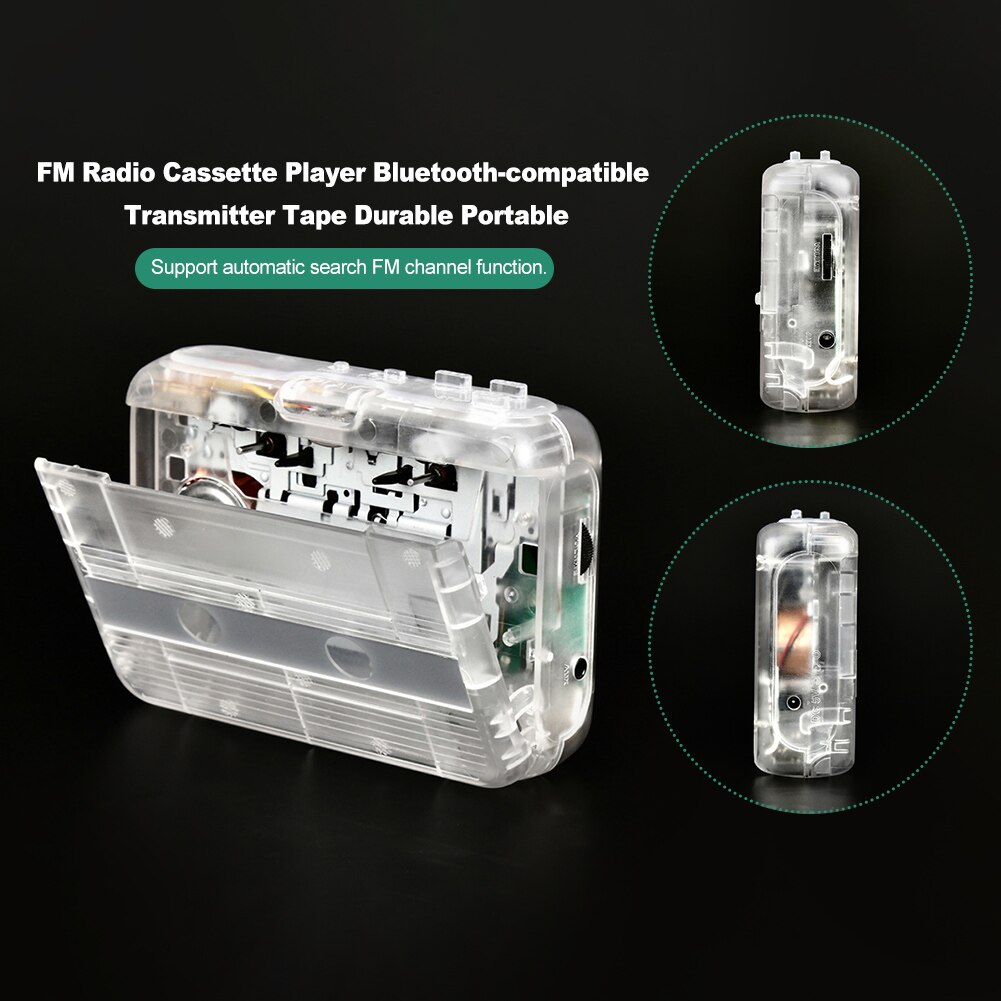 Music Standalone Tape FM Radio Bluetooth-compatible Transmitter Transparent Capture Durable Portable Cassette Player