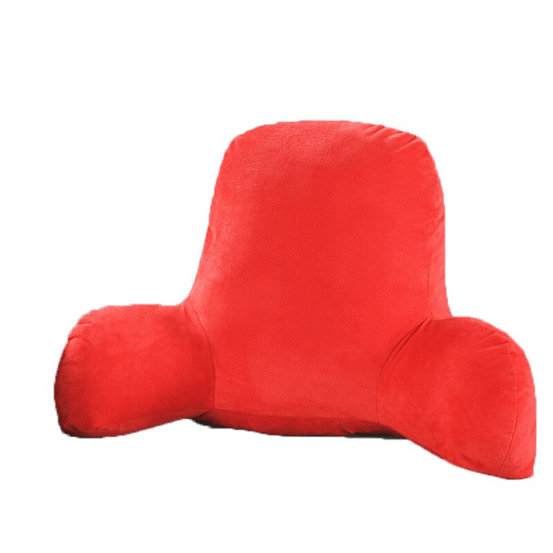 Big Backrest Reading Bed Rest Pillow Lumbar Support Chair Cushion with Arms Plush Memory Foam Fill for Office Home: Red