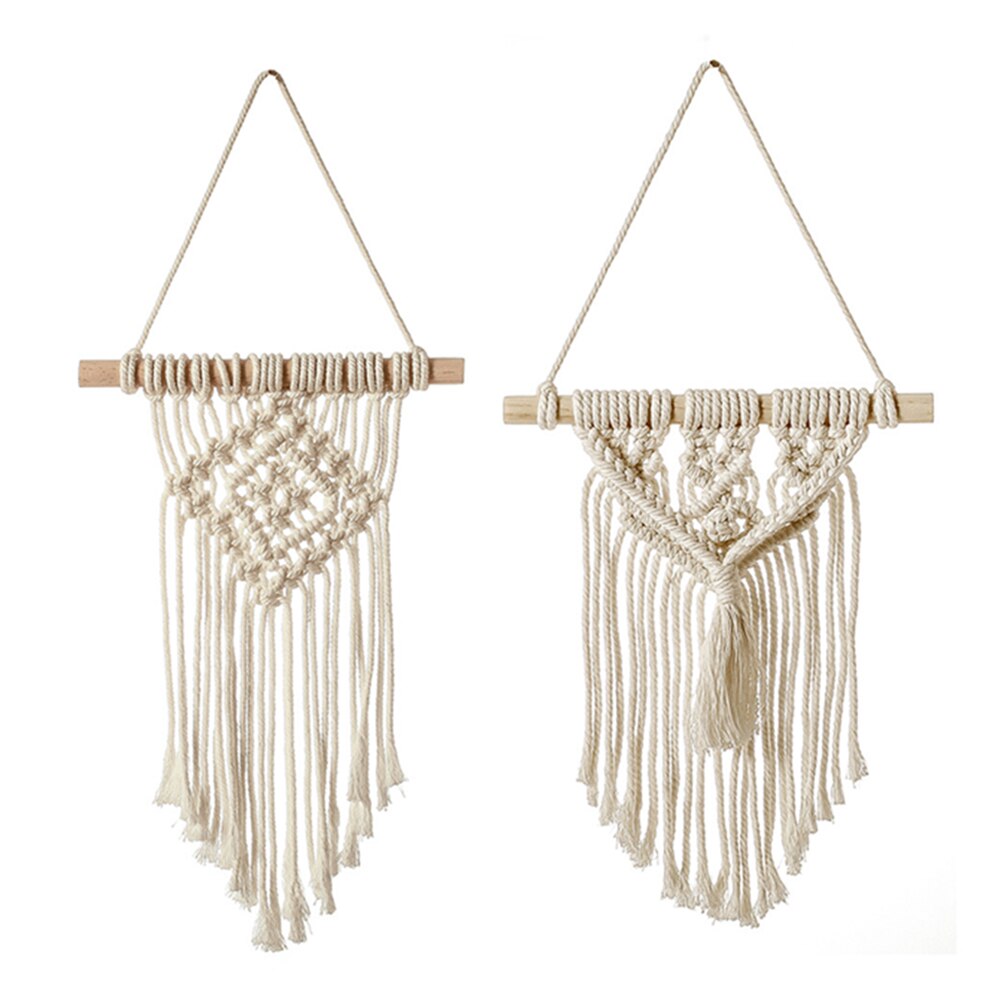 Tapiz De Pared Macramé Bohemio - 120 Cm, Algodón Tejido A Mano, Con Borlas, Decoración Para Salón O Dormitorio