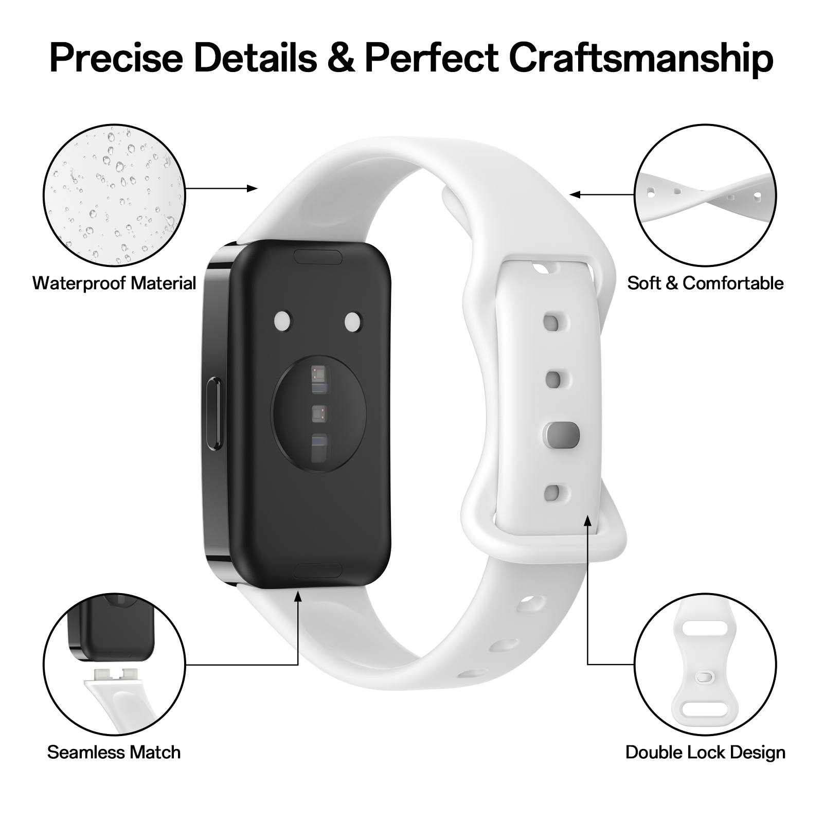 Blød Silikone Rem til Huawei Band 9 8 - Sport Åndbar Urrem Udskiftning Armbånd