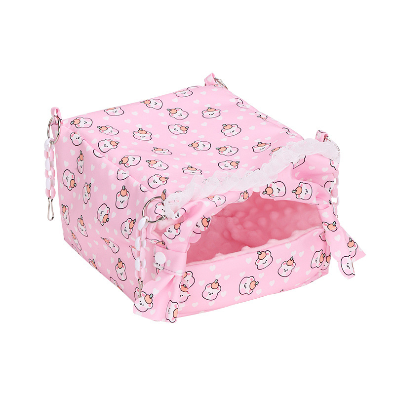 Warmes Bett, Hängebett, Chinchilla, Hamster, Zuckergleiter, Nest, kleines Ebene, Hängematte, Meerschweinchen, Schlafsack, Ruhe, verdickter KäFeige, Flanell: S / Schwarz