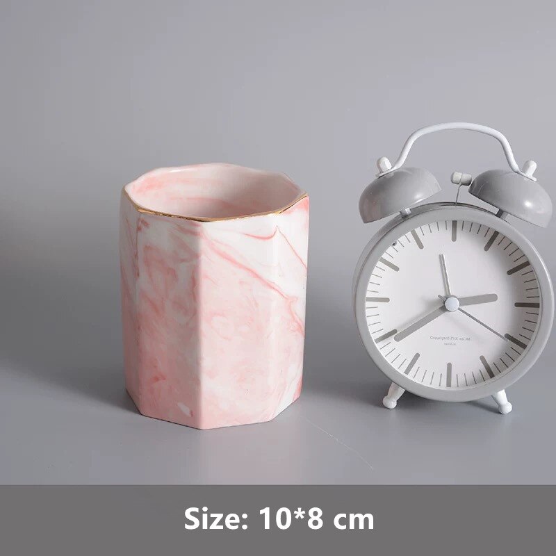 Escova de maquiagem cerâmica frasco de armazenamento rosa cerâmica garrafa de armazenamento organizador de armazenamento de cosméticos caneta titular desktop recipiente de cerâmica: Style 15