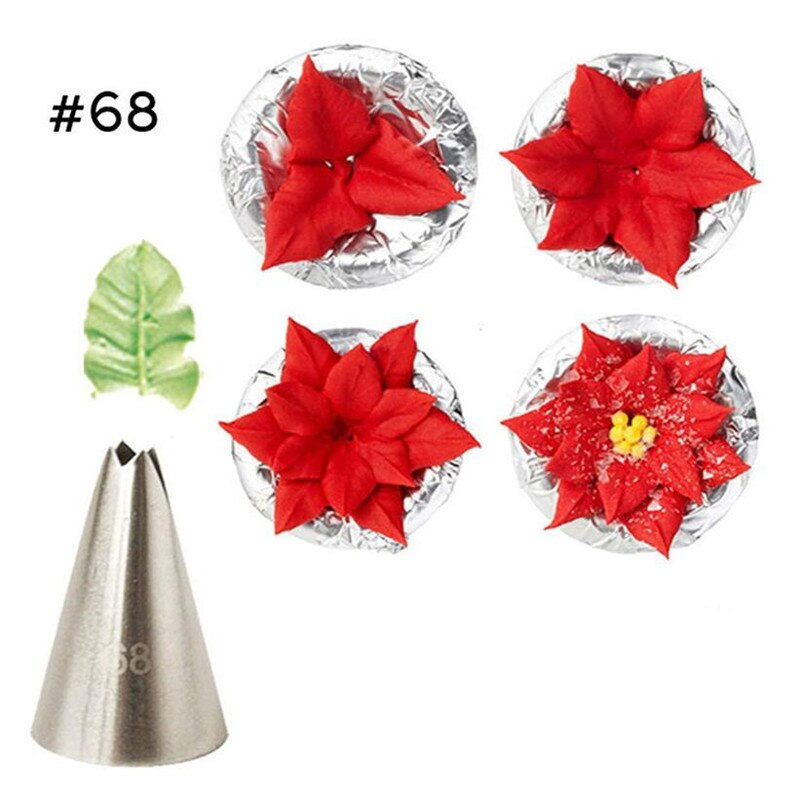 #68 Lily & Leaf Nozzle Icing Piping Nozzles Lily Petal Decorating Tips Sugarcraft Cake Decorating Tools Baking & Pastry Tools