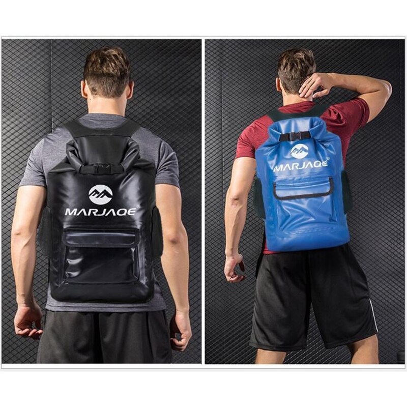 PVC Waterproof Dry Bag 22L Outdoor Foldable Trekking Bag Beach Swimming Bag Rafting River Ocean Backpack Black/Orange/Green/Blue