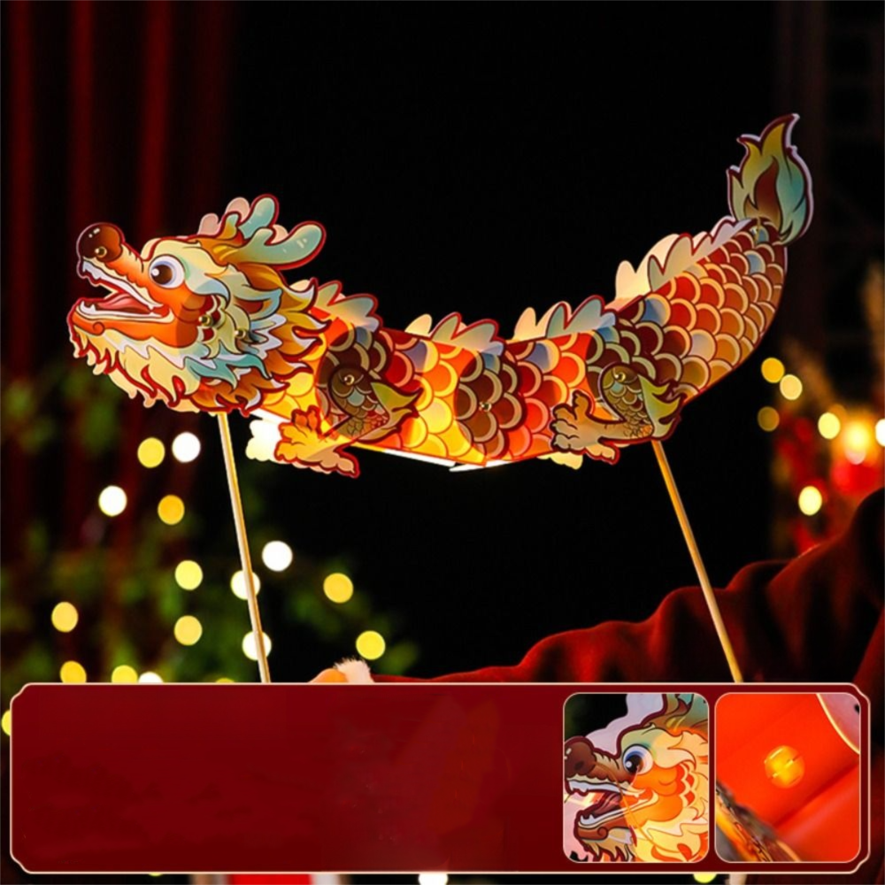 Lichtgevende Mid-Herfst Draak Dans Lantaarn DIY Craft Cartoon Chinese Stijl Draak Lamp Handgemaakte Draagbare Handheld Draak Lantaarn: Mintgroen