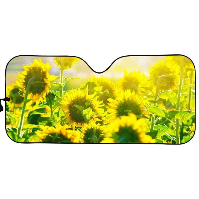 Éblouissement de soleil de bloc d'ajustement universel d'ombre de soleil automatique de tournesol jaune/UV/chaleur gardez votre couverture fraîche d'impression florale de fleur de soleil de bloqueur de voiture: HTF025HC