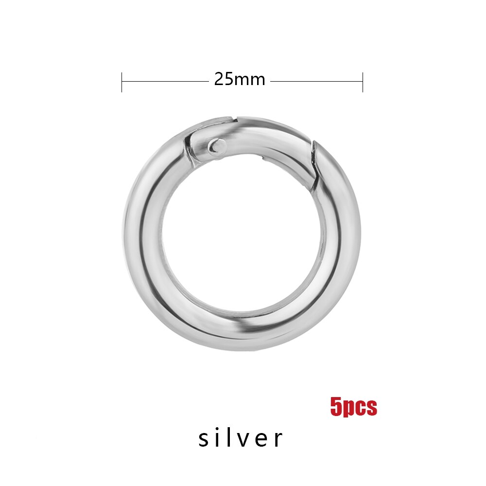 2 uds. De hebillas de aleación de Zinc para bolsos, hebillas redondas plateadas de resorte para puertas, Clips de mosquetón para bolsos, ganchos a presión, accesorios para bolsos: Silver 25mm