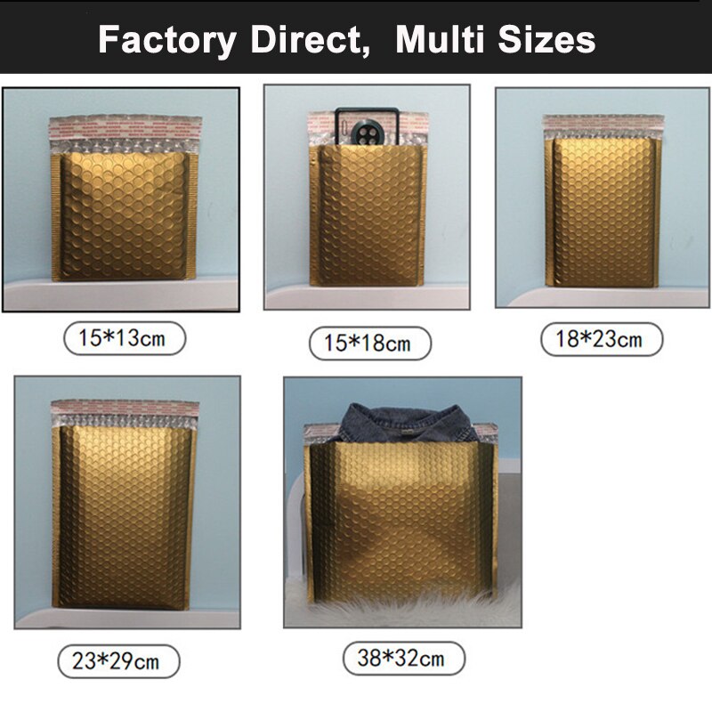 10PCS Metallic Bubble Mailer Envelopes Padded Mailing Bag Self Sealing Foam Foil Courier Bag Waterproof Bubble Bags
