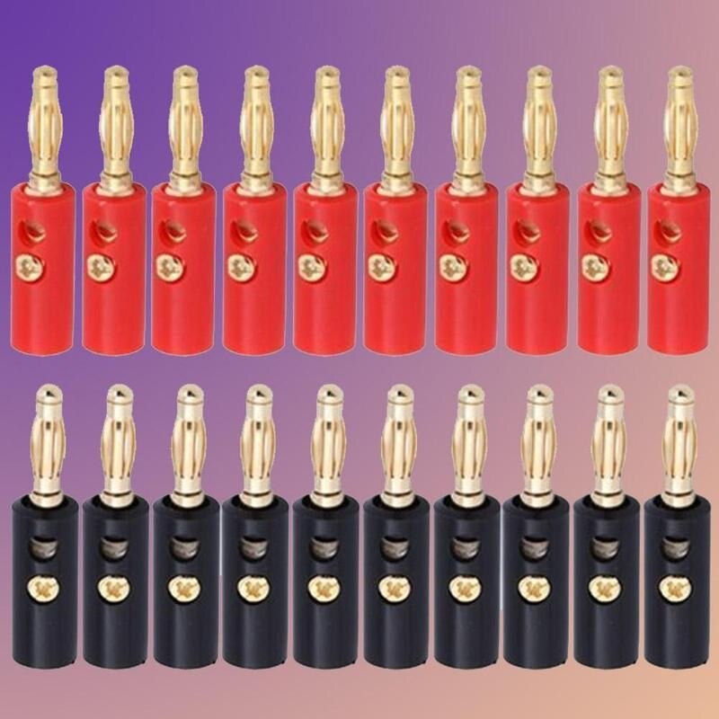 10Pcs Banaan Pluggen Audio Speaker Schroef Banana Goud Stekkers Voorraad Zwarte Plaat Connectors Facotry In Red Speaker 4mm Banan Z1F6