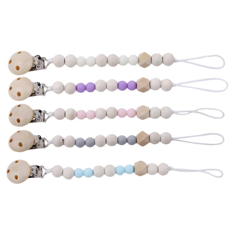 Baby Schnuller Clip Kette Holz Halfter Schnuller Clips Leine Gurt Nippel Halfter für Kleinkind Nippel Flasche Clip Kette