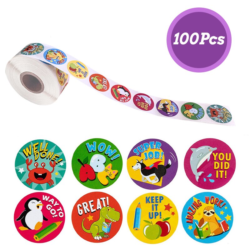 500pcs/roll Di Natale Sticker Seal Etichette Adesivi 8 Disegni Del Modello Del Fumetto Adesivo Ricompensa Per I Bambini Giocattoli Regalo Impermeabile: 100Pcs G