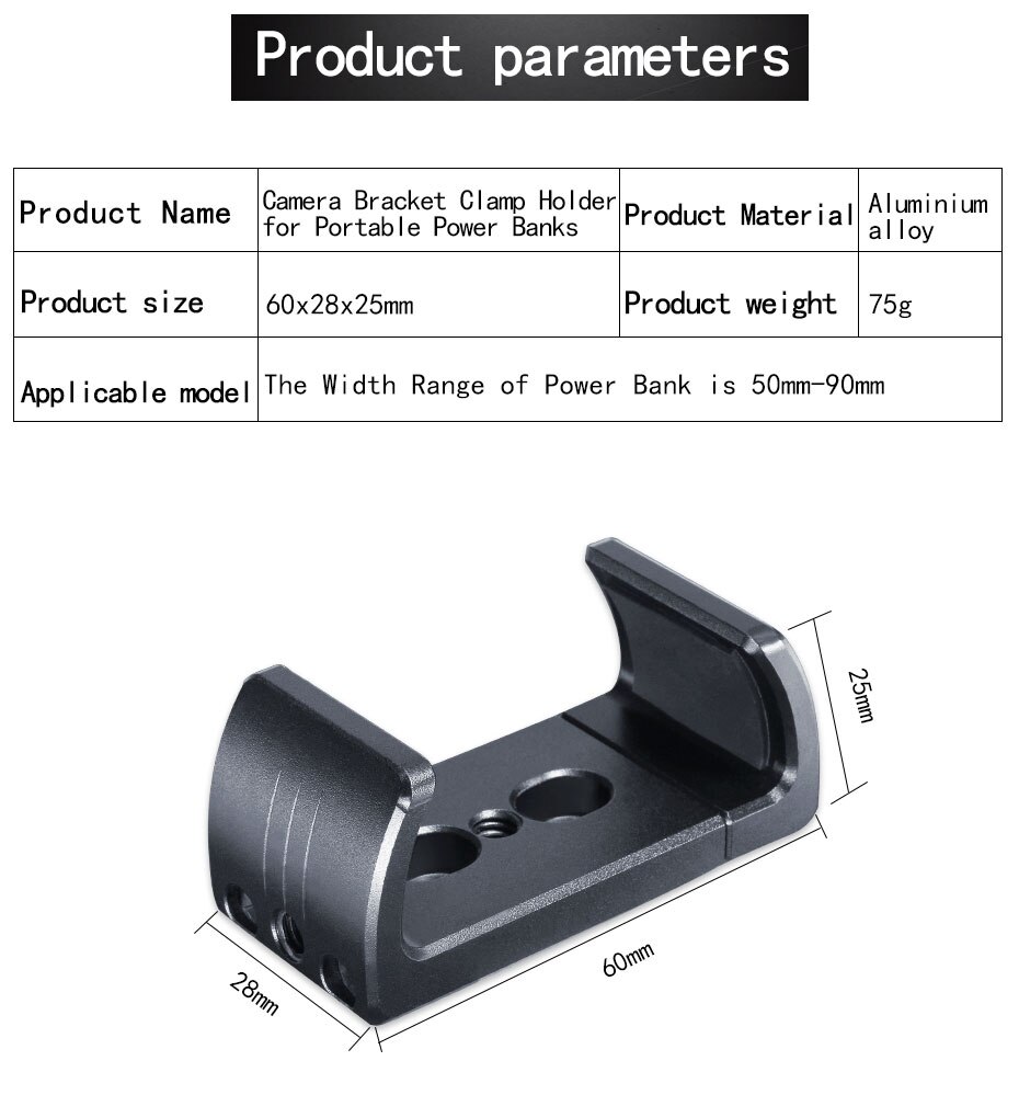 Uurig r010 dslr câmera gaiola suporte braçadeira portátil liga de alumínio banco potência do telefone móvel clipe extensível com 1/4 parafuso