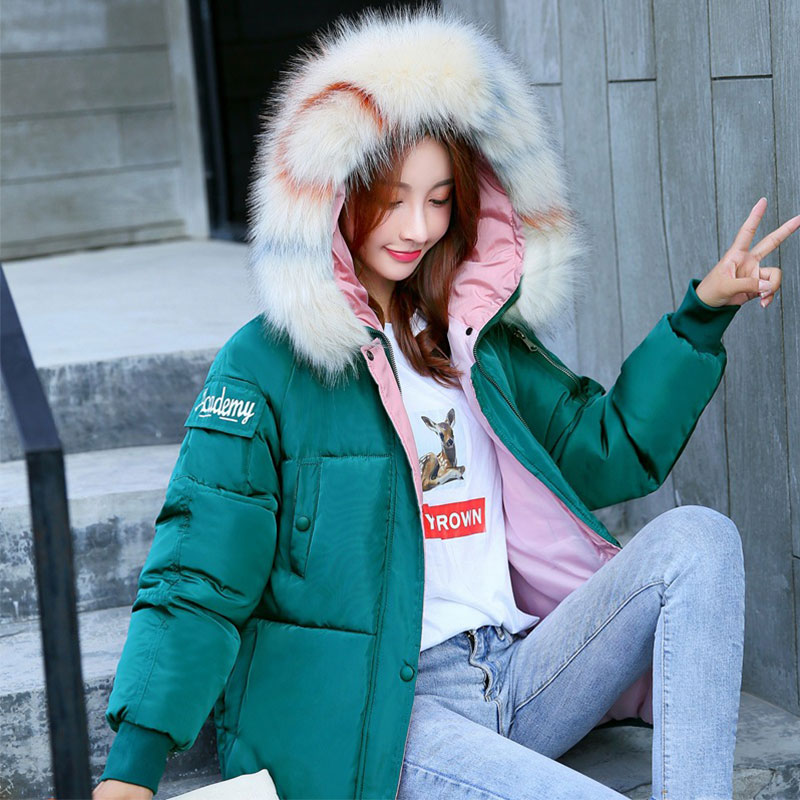 Chic kort päls kappa luva vinterdunjacka kvinnlig oversize jacka bomull vadderad parkas wind breaker ärmar stor ficka