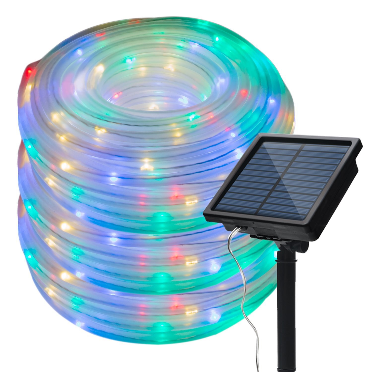 50/100 LEDs Solar Powered Rope Tube String Lights Outdoor Waterproof Fairy Lamps Garden Garland For Christmas Yard Decoration: Multicolor / 7m 50leds